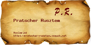 Pratscher Rusztem névjegykártya